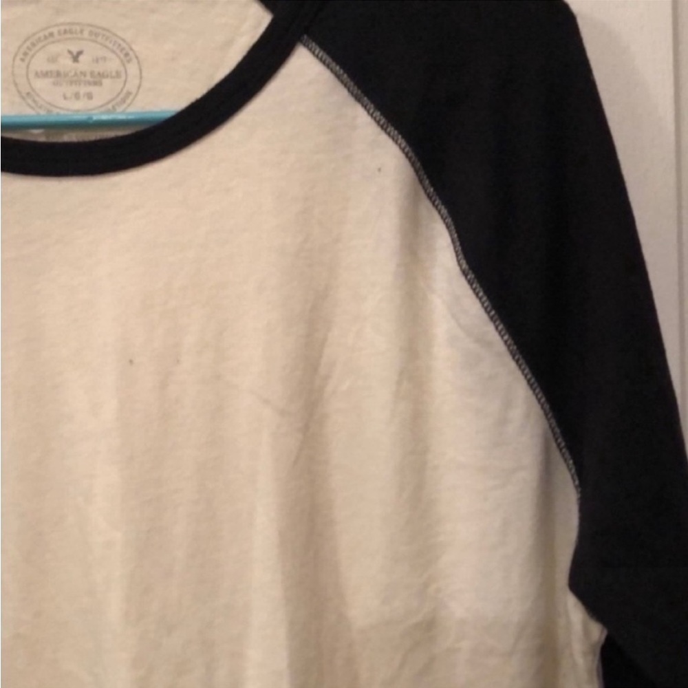 Classic Men's Raglan Baseball Shirt - Cream with Black Sleeves - Picture 2 of 4